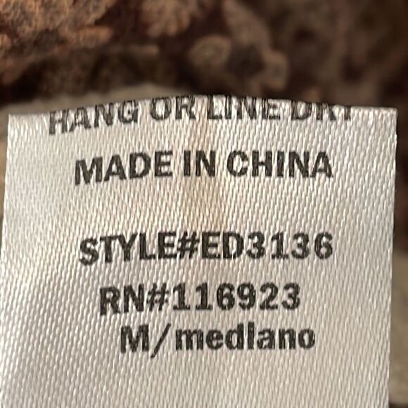 easel lace trimmed simple print dress with elbow sleeves size medium - Picture 10 of 11